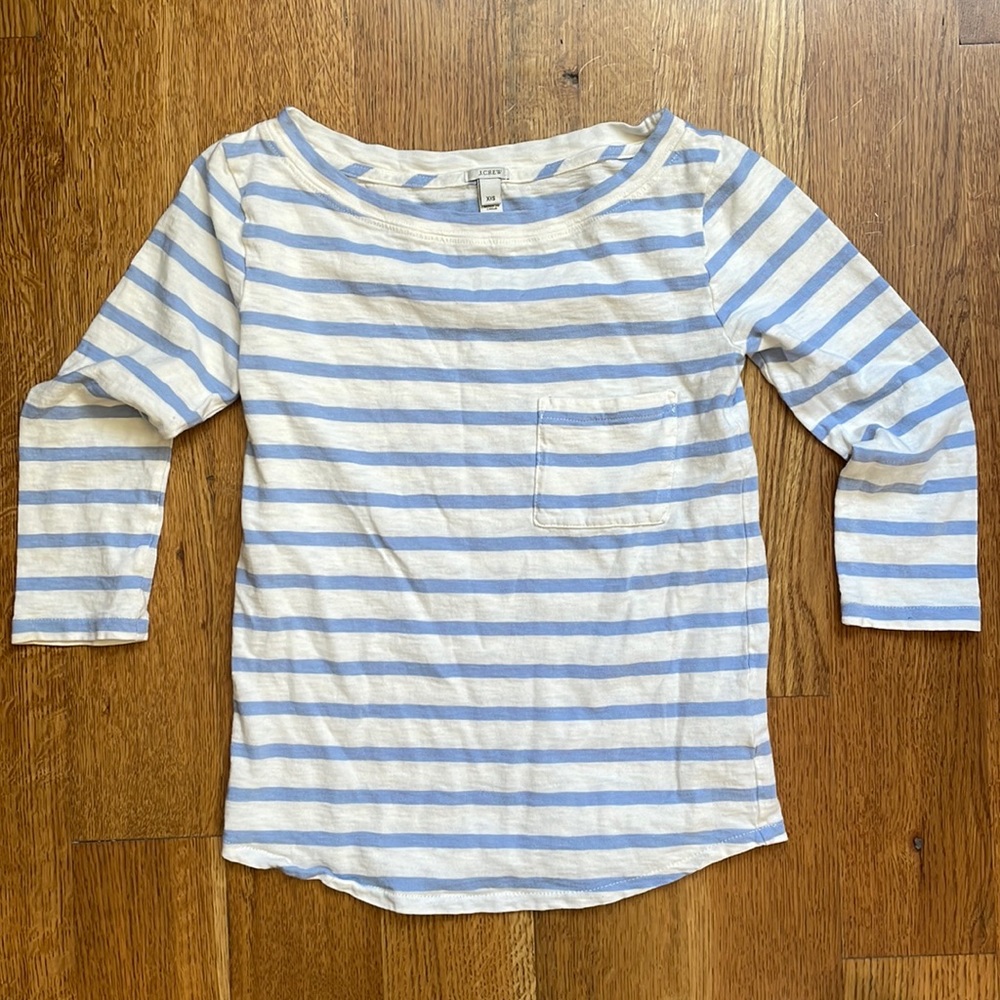 Breton stripe J-Crew 3/4 sleeve summer top